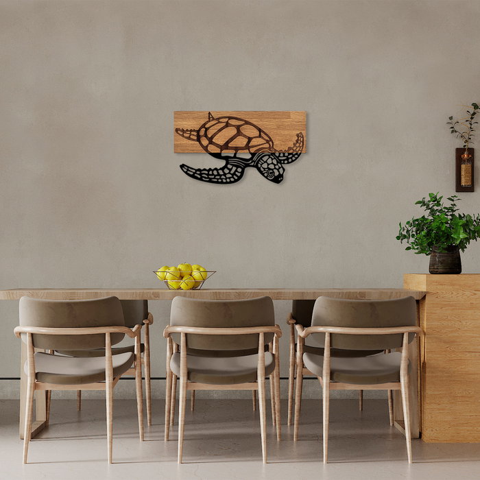 Wallity Caretta Caretta - 314 Escultura de Pared de Madera y Metal en Negro y Nogal Wallity Caretta Caretta - 314 Escultura de Pared de Madera y Metal en Negro y Nogal